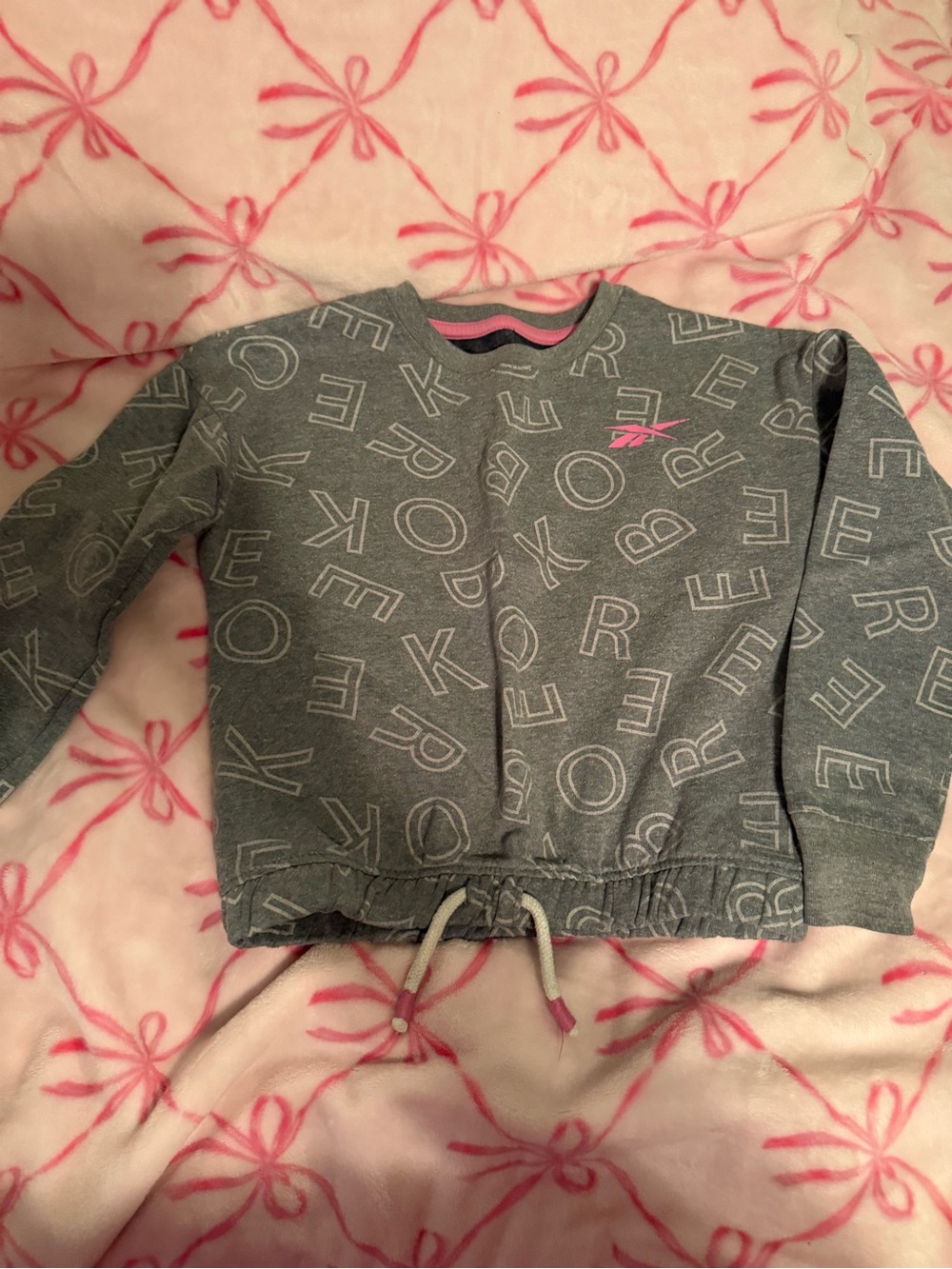 Reebok Gray Kids' Crewneck Sweatshirt with Pink Logo